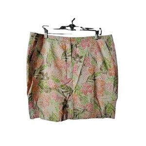 J Jill Live In Chino Skirt Womens Size 14 Floral Straight Zip Cotton Spandex